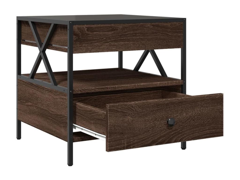 Tavolo basso con LED Mobenze chêne marrone 50x50x51 cm ERFB50386