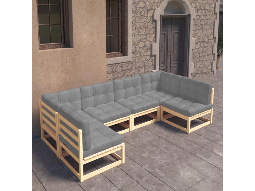 Set di mobili da esterno in legno di pino grigio