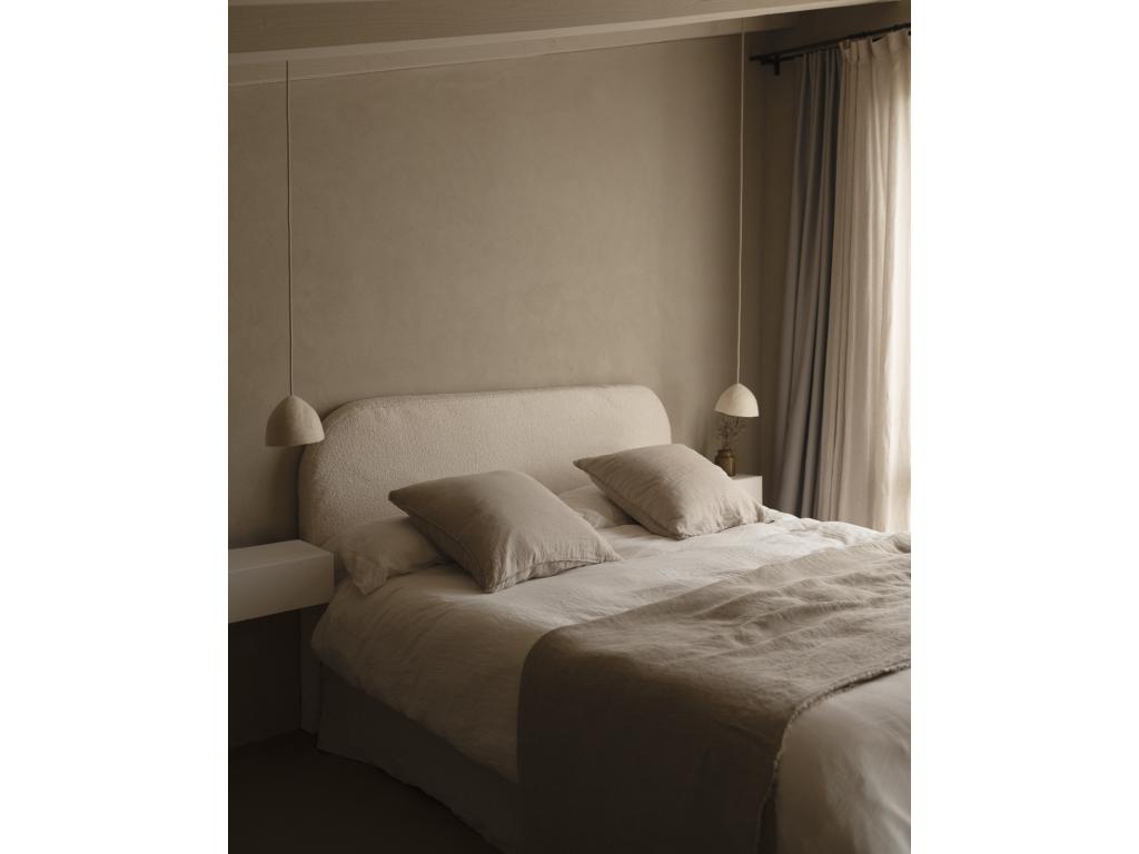 Letto in tessuto Boucle bianco, 140 x 110 cm