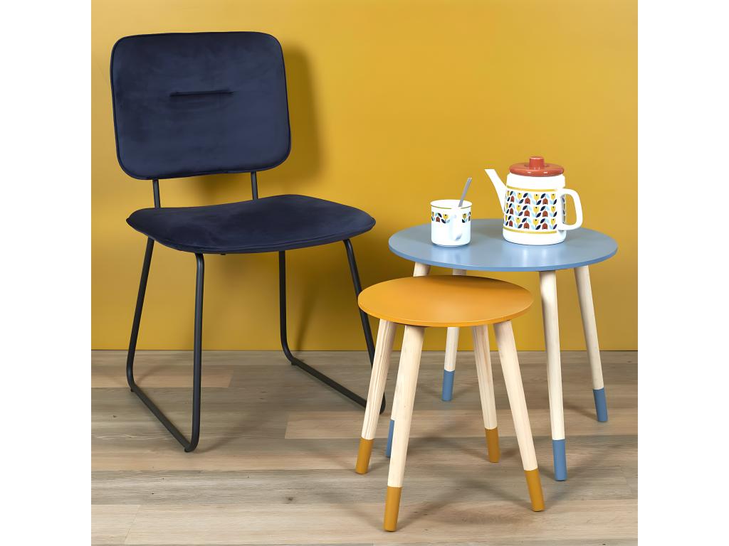 Mobenze - Tavoli Gigognes Scandinaves Bicolores Blu et Ocre EWEM44178