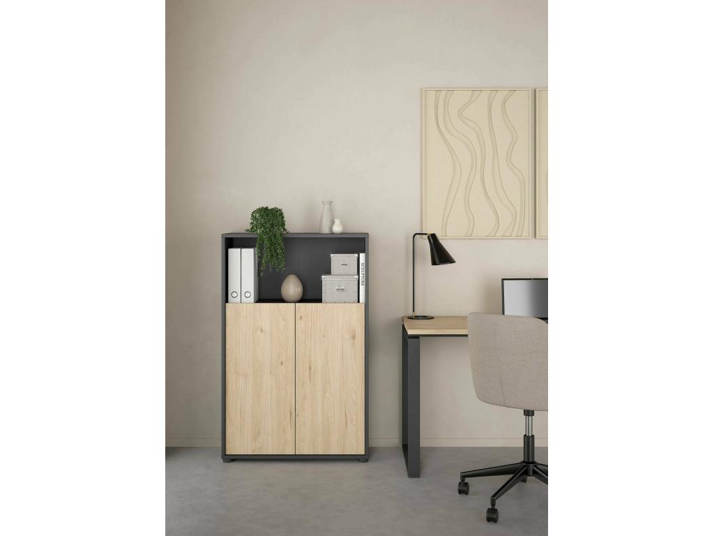 Bibliothèque Mobenze Scaffale de Bureau Porte-livre mobile Librairie 80x34 h124 cm Chêne et Grey PALL92835