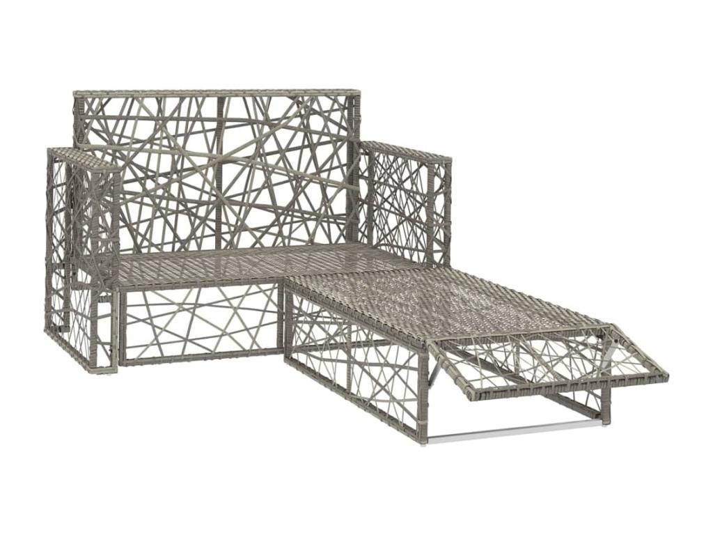 Set di mobili da esterno in vimini intrecciato in resina grigia - dlz1766571257377