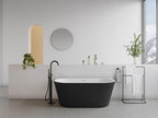 Vasca da bagno semi îlot striée - 206 L - 149x75x58 cm - Nero opaco - Acrilico - Mobenze WSSD73023