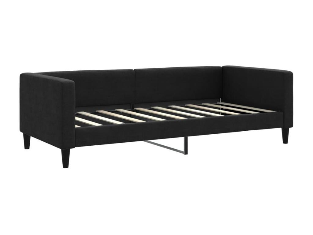 Lit de jour con gigogne et tiroirs tessuto nero 90x190 cm QLWD82419