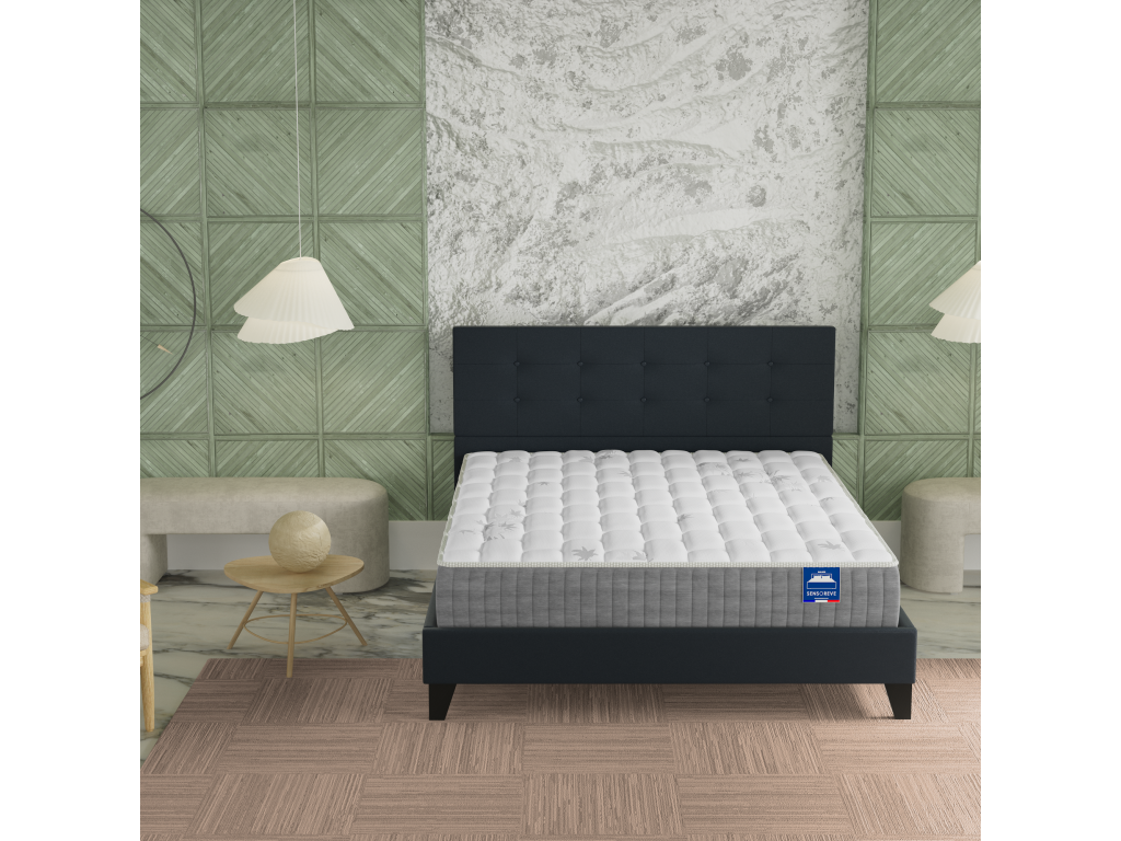 Materasso Ensemble illuminato con testiera 160x200 cm ép- 25 cm à mémoire de forme MVVT03308