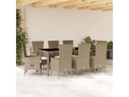 Set da pranzo da giardino et coussins 9 pz beige Poly rotin FUPI81046