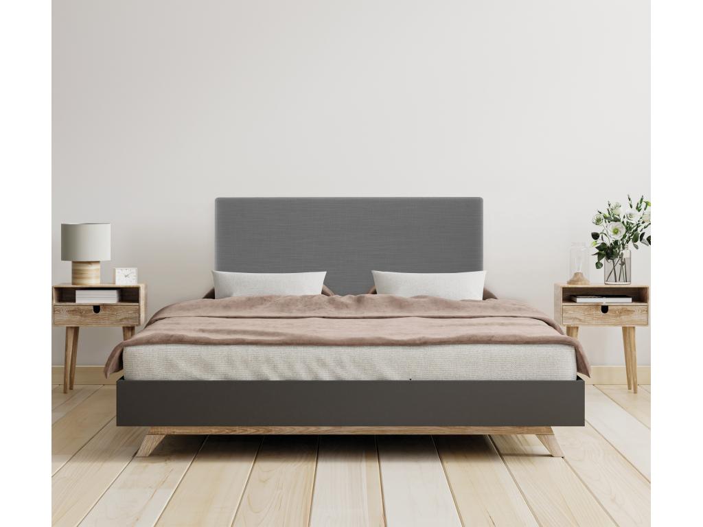 Mobenze Testiera in lino naturale liscio 90x105 cm con gambe Lit. 80/90 - Grigio foncé KMOK14080