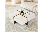 Tavolo basse carrée con 4 ripiani - 78x78x34,8 cm - Panneaux de particules - Bianco brillante EUEW43456