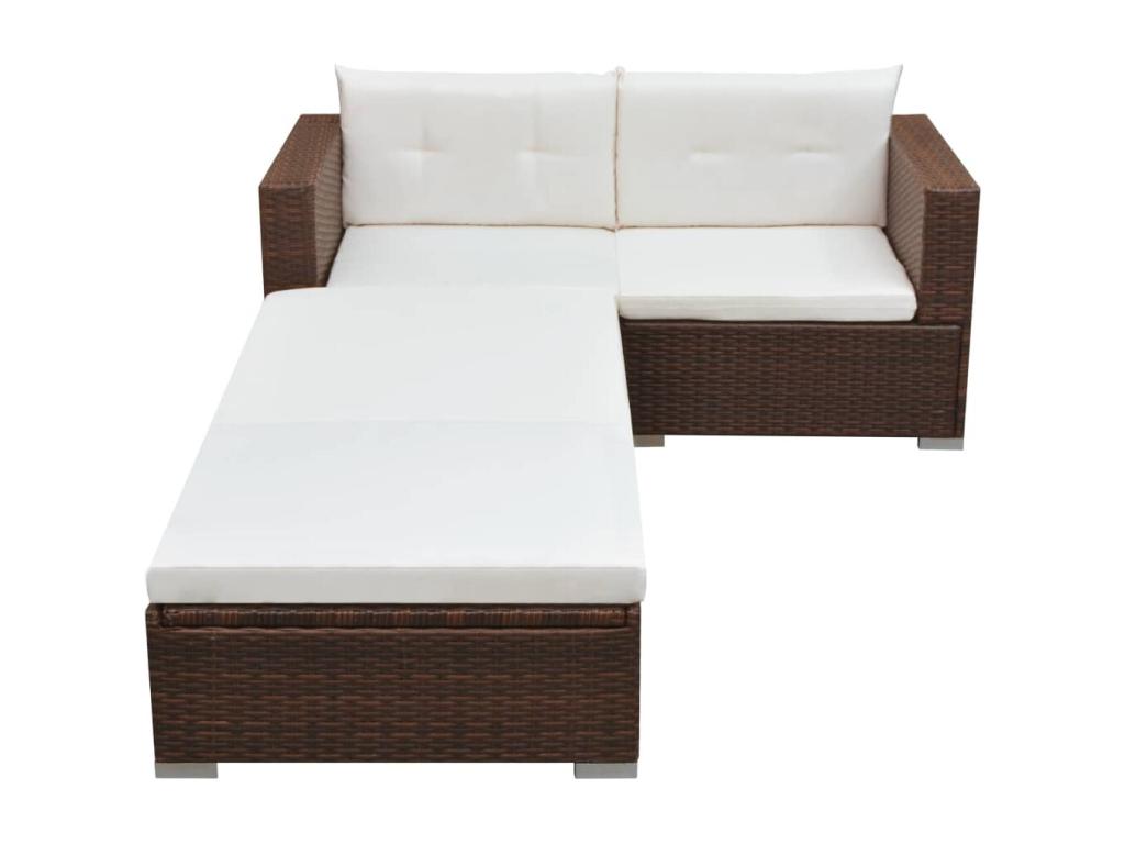 Set di mobili da esterno in vimini intrecciato in resina marrone - dlz1766571837507