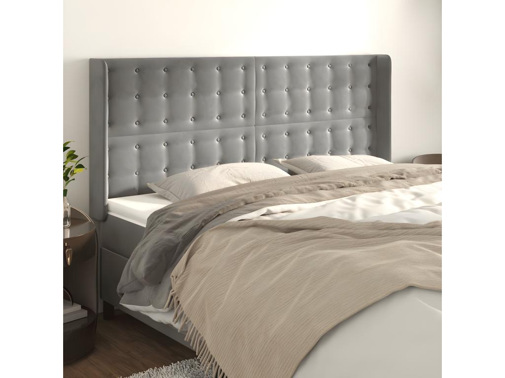 Testiera con orecchini Grigio chiaro 183x16x118/128 cm Velluto PPDO99720