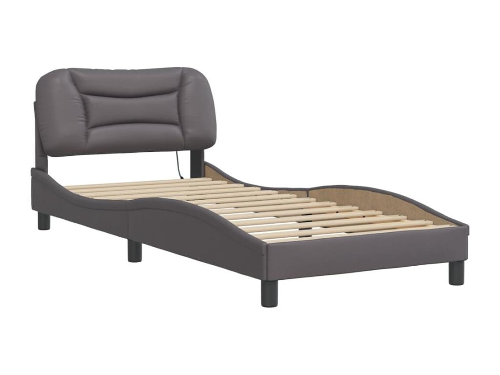 Struttura letto con LED senza materasso grigio 90x190 cm BIHJ90733
