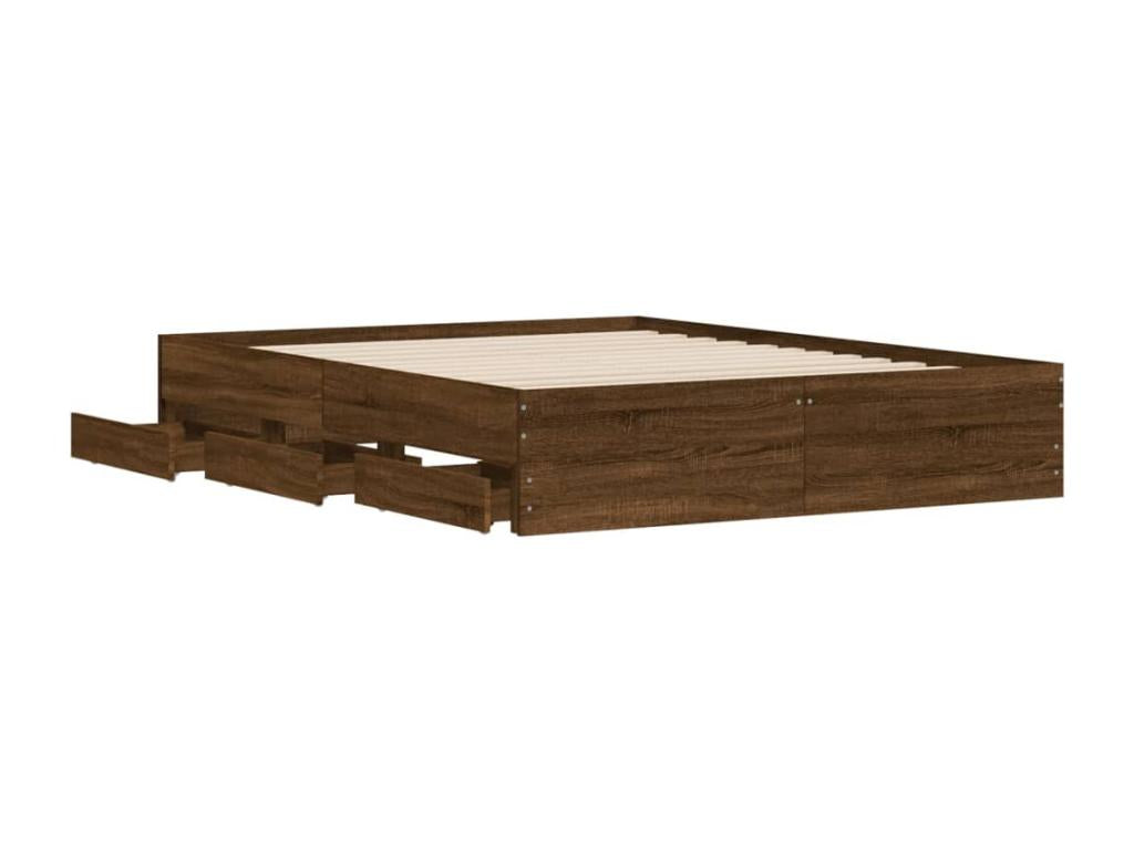 Struttura letto con cassetti senza materasso chêne marrone 140x200 cm RQMT51115