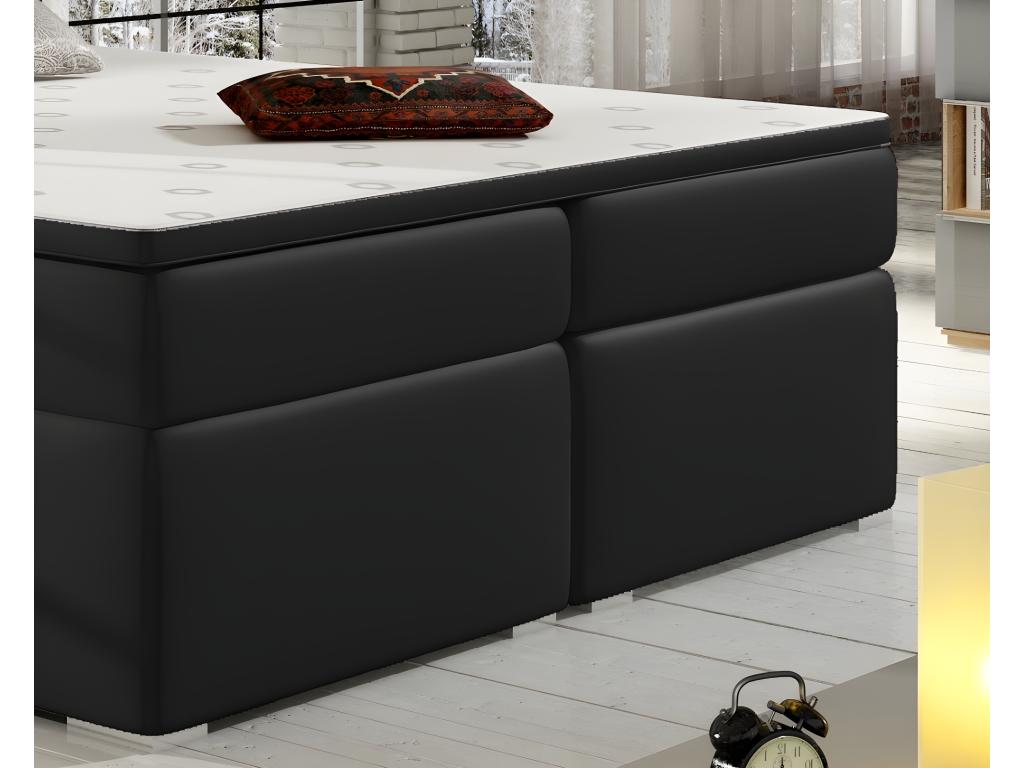 Ensemble boxspring complet Testiera sommiers Materasso surmatelas Mobenze - simili cuir nero - 160x200 cm ZIZK18445