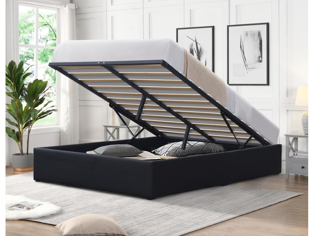 Letto contenitore nero Mobenze 180x200 cm con gambe et 14 Mobenze facile à monter et entretenir AOQV05424