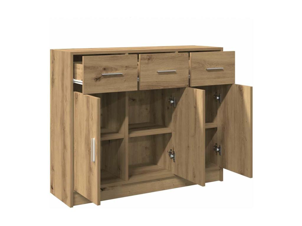 Credenza in legno di rovere marrone, 91 x 28 x 75 cm