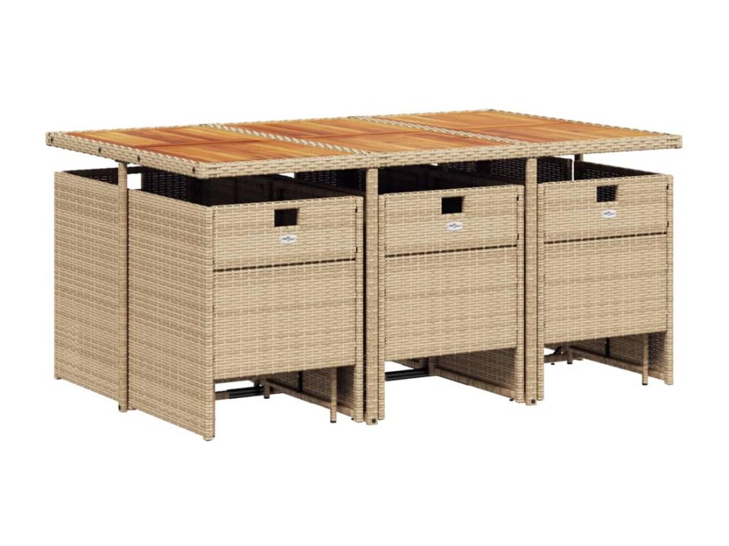 Set da pranzo da giardino et coussins 11 pezzi beige poly rotin XGTV98778