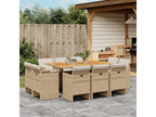 Set da pranzo da giardino et coussins 11 pezzi beige poly rotin XGTV98778
