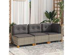 Divano da giardino con cuscini 3 posti in resina intrecciata grigia AHHP09846