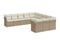 Set da giardino 11 pezzi con cuscini beige in resina intrecciata JOBV53237