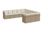 Set da giardino 11 pezzi con cuscini beige in resina intrecciata JOBV53237