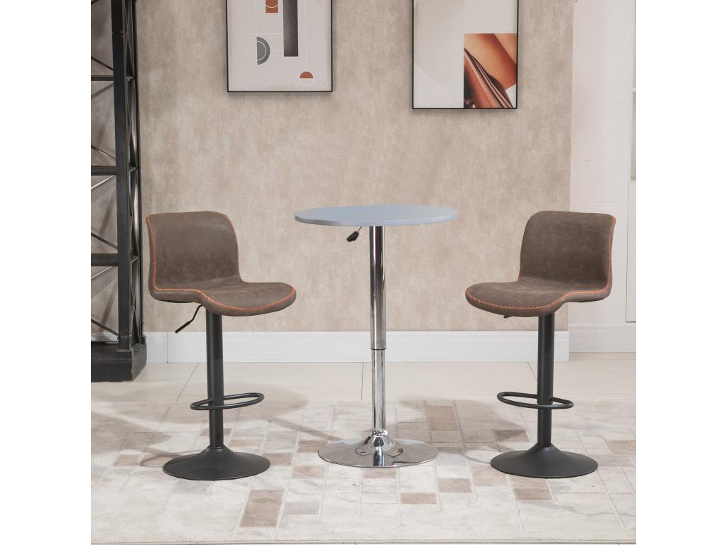 Set di 2 tabourets de bar Vintage réglable pivotant con repose-pied PU marron surpiqûre Mobenze PSJE74679