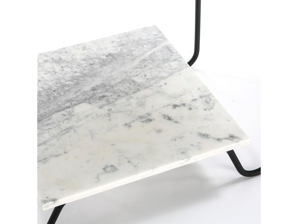 Tavolo da pranzo con 2 plateaux marmo bianco e metallo nero Mobenze BOWN60538