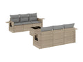 Set da giardino con cuscini 7 pezzi in resina intrecciata beige JWJQ21379
