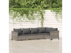 Set da giardino 5 pezzi con cuscini in resina intrecciata grigia LAJZ96475