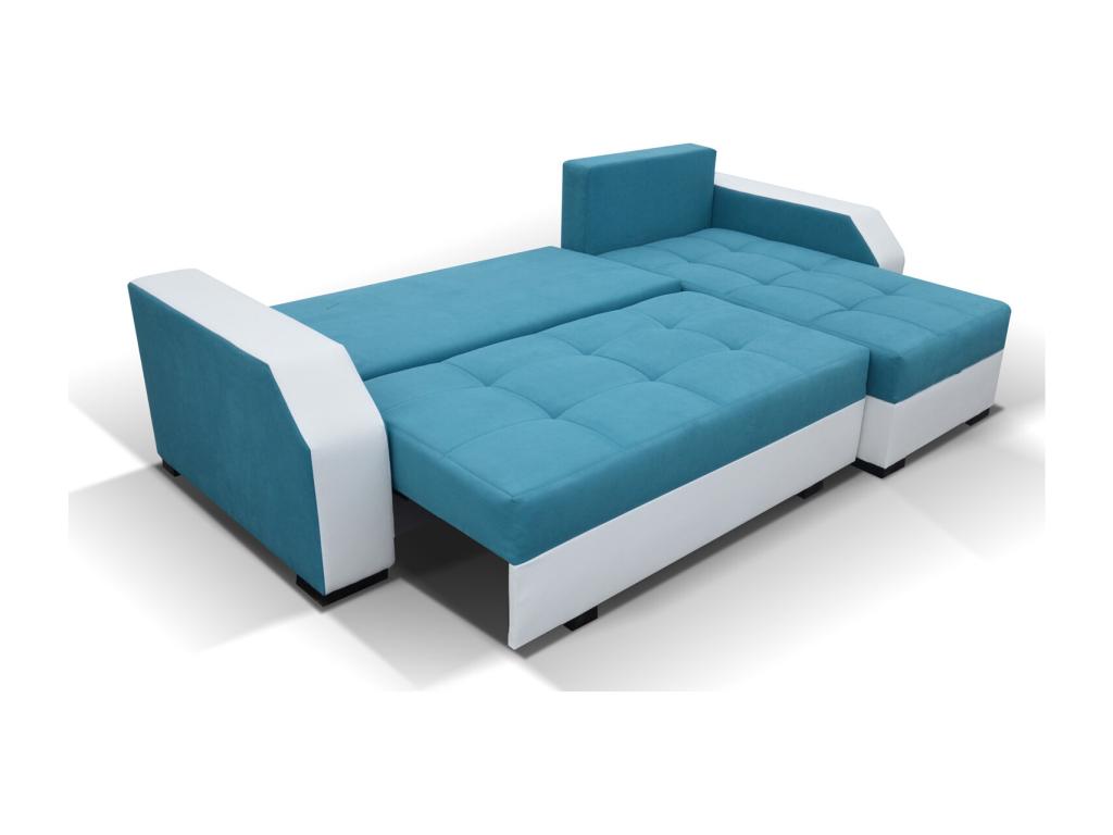 Divano trasformabile ad angolo reversibile design tessuto grigio clair chiné et simili cuir grigio Mobenze 250 cm EAWW95270