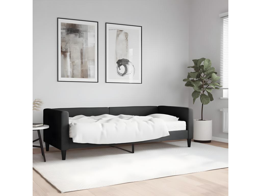 Letto da giorno con materasso nero 80x200 cm tessuto DNEX82605