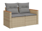 Set da giardino e cuscini 12 pezzi Mobenze beige resina intrecciata BWVO50804