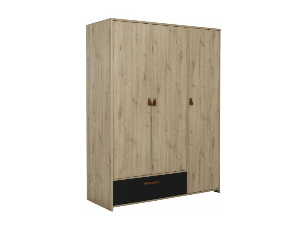 Armadio 3 porte 1 cassetto stile industriel couleur chêne Mobenze - Fabrication Française VCET61740