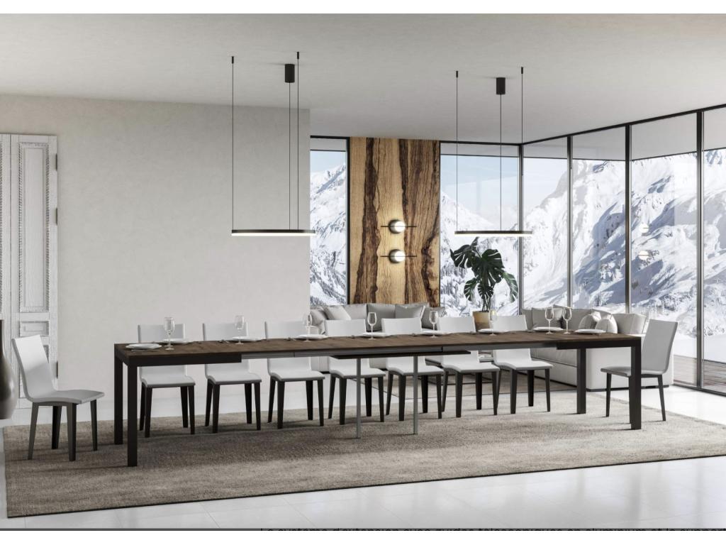 Tavolo da pranzo allungabile Mobenze-Colore Marrone-Pied e supporto sur Mobenze-Largeur allungabile da 120 a 380 cm RCJT25026