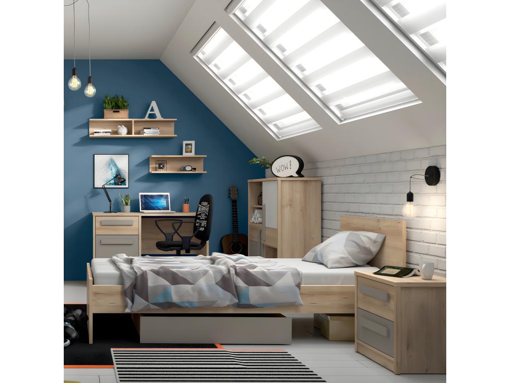 Bureau 1 cassetto 1 porta Luxameub Bois et Grey QWZW07502