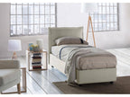Letto contenitore Mobenze con rivestimento in tessuto Made in Italy Apertura frontale con materasso 90x190 cm incluso Beige NUGJ22199