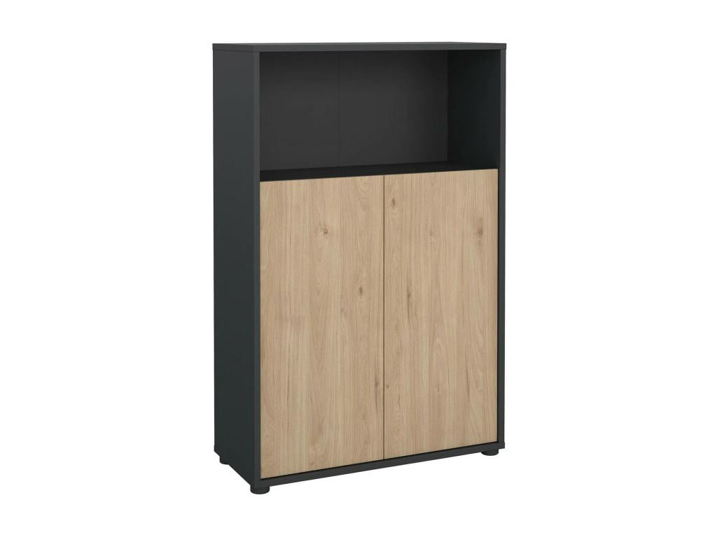Bibliothèque Mobenze Scaffale de Bureau Porte-livre mobile Librairie 80x34 h124 cm Chêne et Grey PALL92835