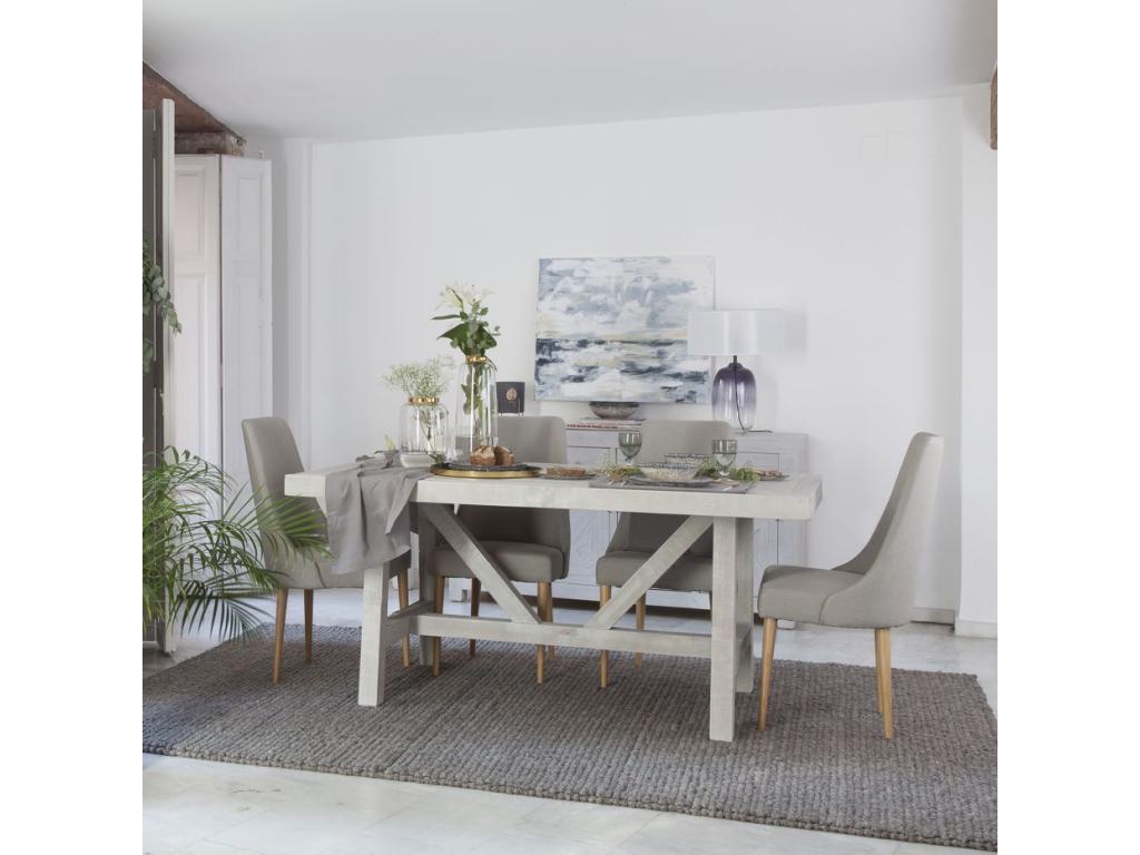 Tavolo da mangiatoia in Mobenze massiccio bianco 175x78 FTRU90649