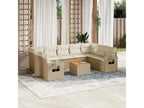 Set da giardino con cuscini 10 pezzi in resina intrecciata beige NPMV40375