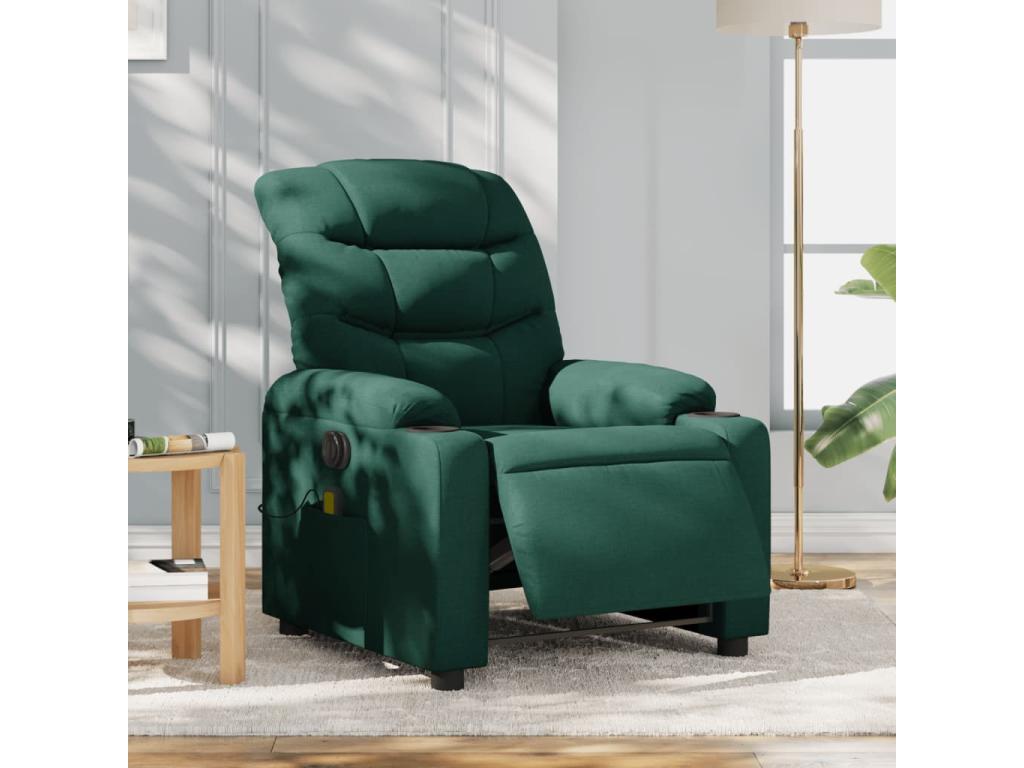 Poltrona da massaggio inclinabile elettrica Verde foncé Tissu BPWP98899
