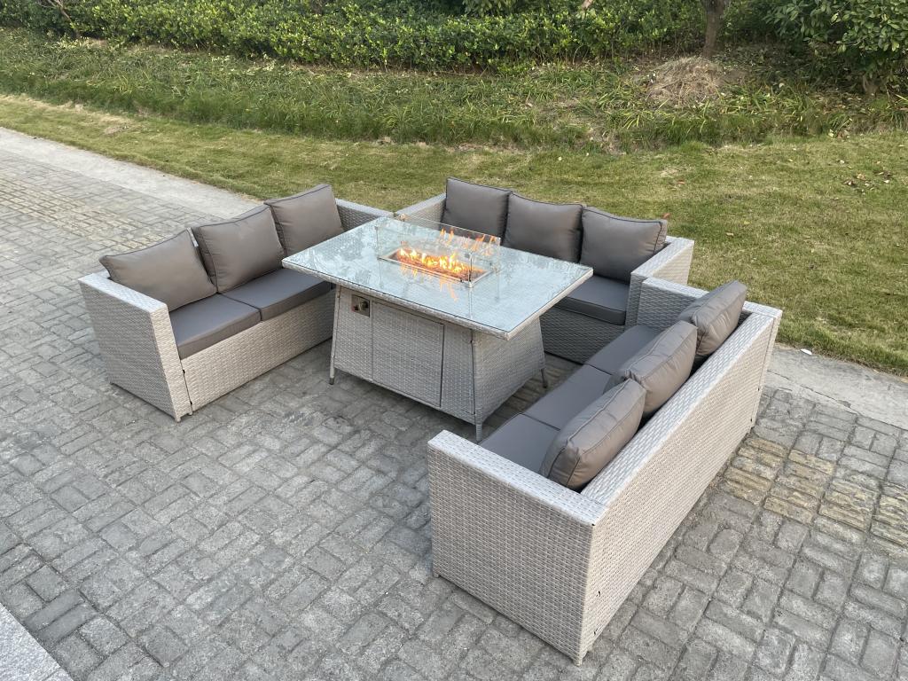 Insieme di mobili da giardino e insieme rotondo Tavolo da foyer a gas Divano grigio Clair GIVL55750