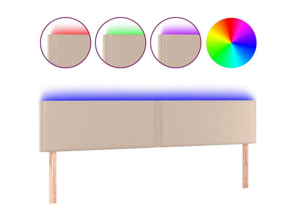 Testiera letto LED Cappuccino 160x5x78/88 cm Similicuir DJPW65768