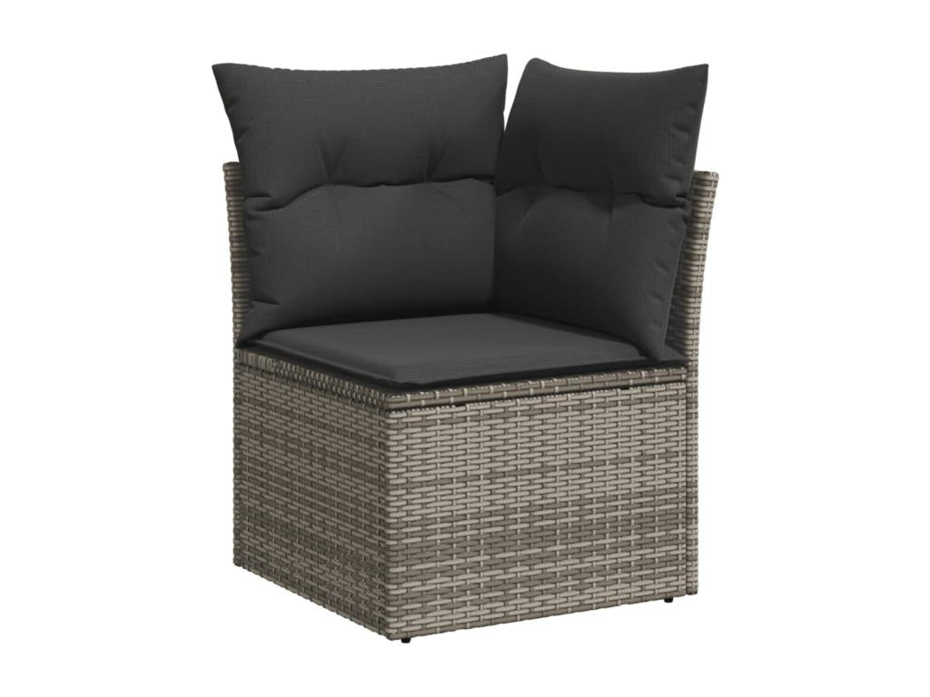 Set di mobili da esterno in vimini intrecciato in resina grigia - dlz1766571372885