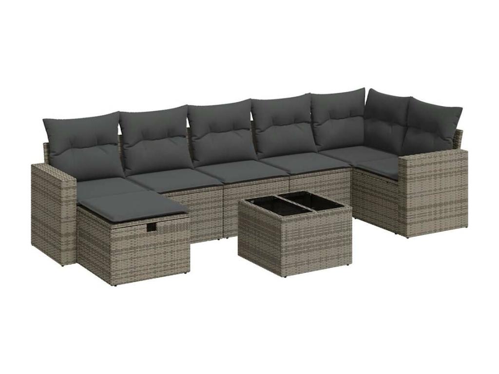 Set di mobili da esterno in vimini intrecciato in resina grigia - dlz1766571213830