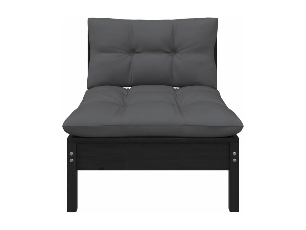 Set da giardino 3 pezzi con cuscini Nero Mobenze de pin massif QVTT06962