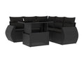 Set da giardino 6 pezzi con cuscini in resina intrecciata nera LPBX76241