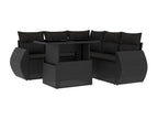 Set da giardino 6 pezzi con cuscini in resina intrecciata nera LPBX76241