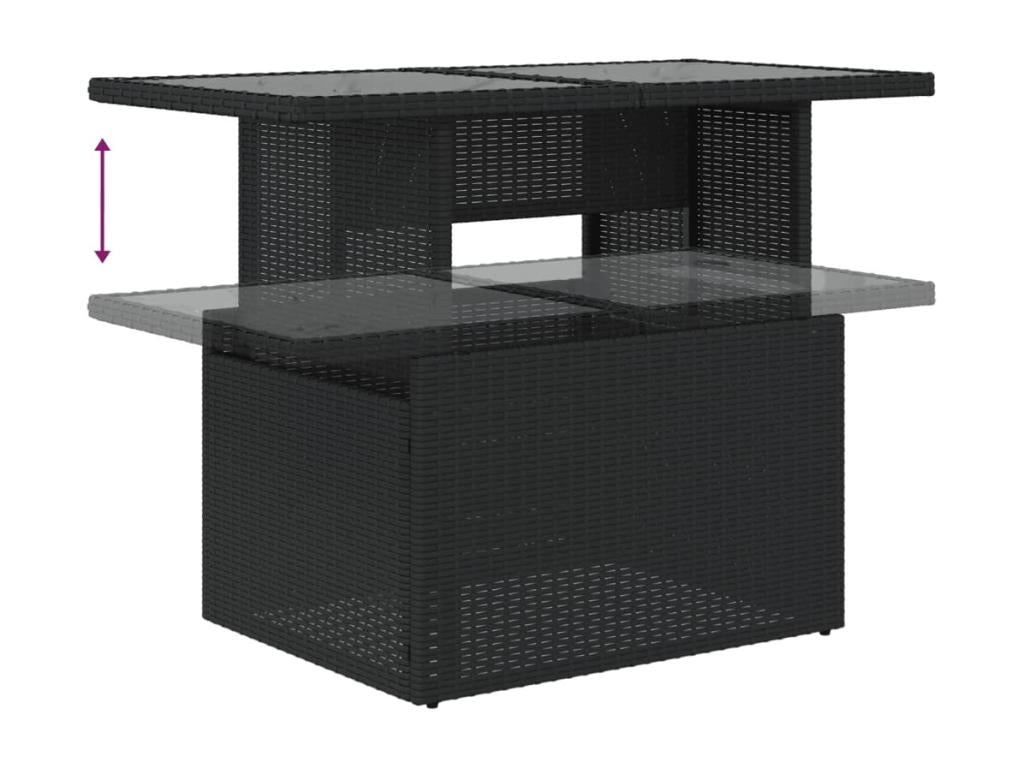 Set da giardino 7 pezzi con cuscini in resina intrecciata nera OAGH71863