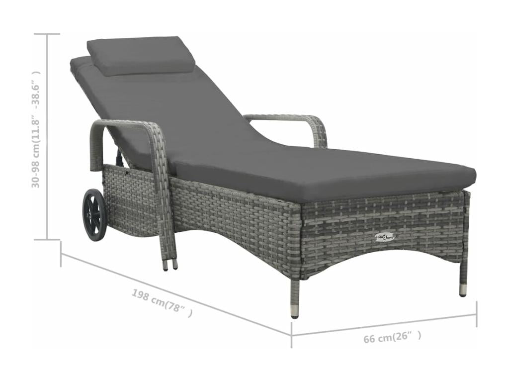Lettino prendisole con ruote in resina intrecciata Antracite AEGQ66724