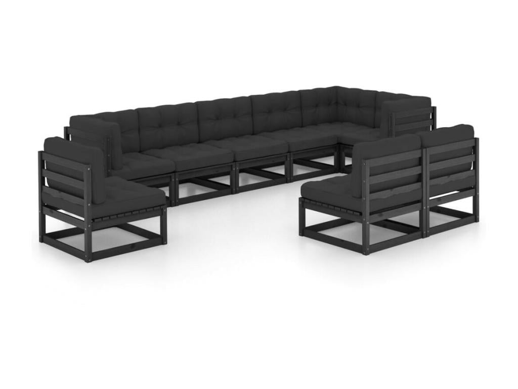 Set da giardino 9 pezzi con cuscini Mobenze de pin massif 9 TCGU25730