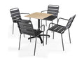 Ensemble Tavolo con terrazza stratificata in colore naturale e 4 sedie grigio TJUL98335